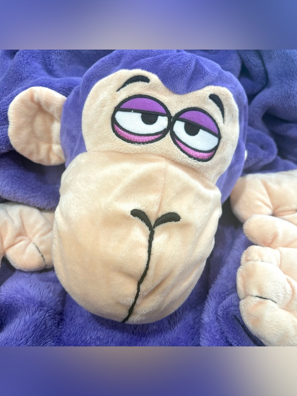 CuddleUppets Purple Monkey Plush Blanket Puppet Happy Napper Jay Play Animal